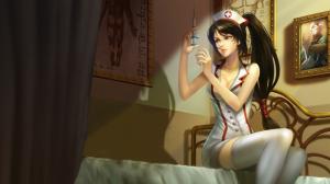 Nurses, Thigh-highs, Bed, League of Legends, Games wallpaper thumb
