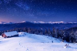 star, forest, night, home, mountains, trees wallpaper thumb