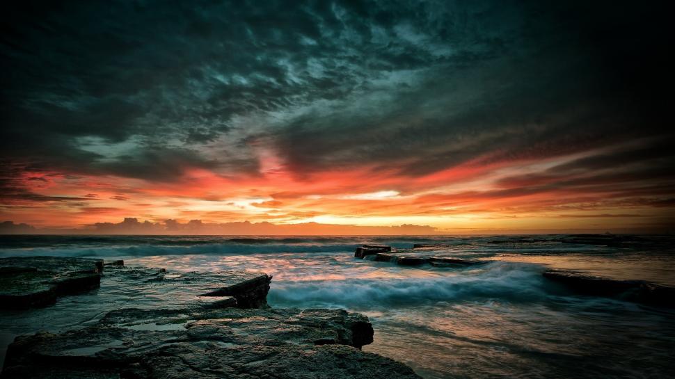 Dramatic Sea Sunset wallpaper,Scenery HD wallpaper,2560x1440 wallpaper