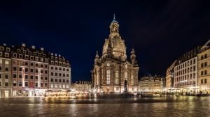 Dresden, Germany, city night, lights, square, buildings wallpaper thumb