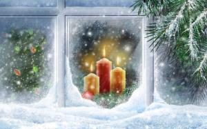 Warm candlelight Christmas snow wallpaper thumb