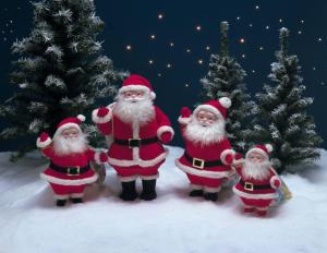 santa claus, gifts, christmas trees, stars, snow wallpaper thumb