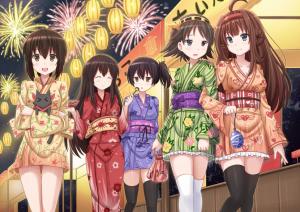 Anime Girls, Yukata, Akagi, Fubuki, Hiei, Kaga, Kongou, KanColle wallpaper thumb