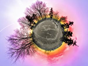 Stereographic Playground Sunset Trees Sunset HD wallpaper thumb