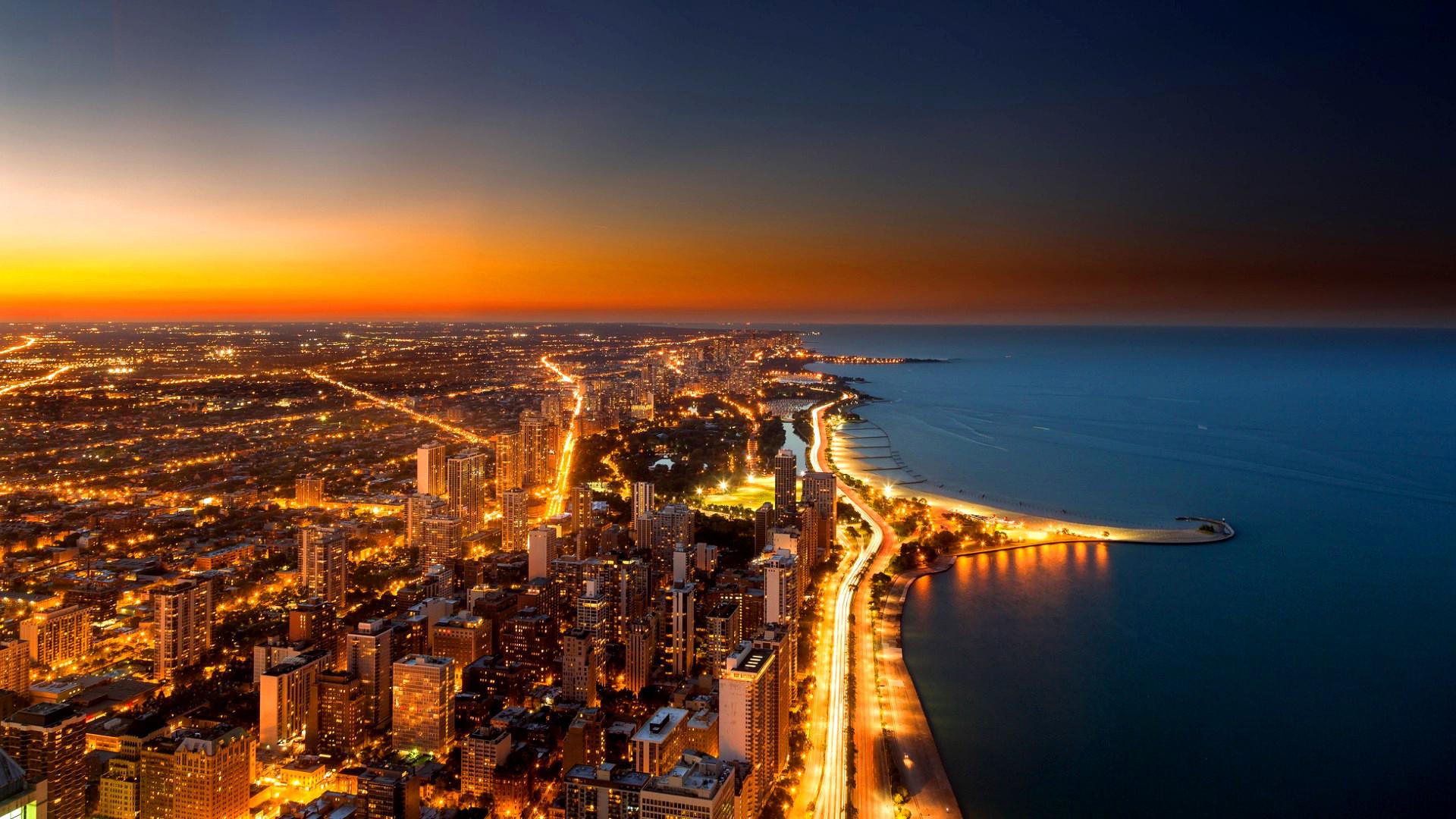 Chicago Skyline At Night wallpaper | travel and world | Wallpaper Better