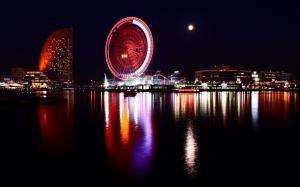 Night Building Tokyo Ferris Wheel Ocean HD wallpaper thumb