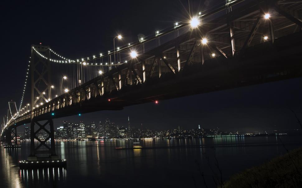 The bay bridge by night wallpaper,night HD wallpaper,bridge HD wallpaper,2560x1600 wallpaper
