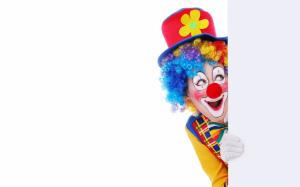Clown, Hide, Funny, White Background wallpaper thumb