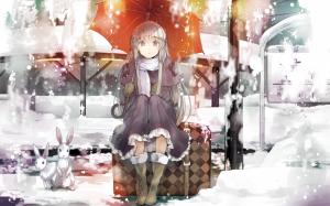 Anime Girls, Kasugano Sora, Yosuga no Sora, Winter, Umbrella wallpaper thumb