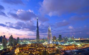 Dubai, Burj Khalifa, skyscraper, nights, lights wallpaper thumb