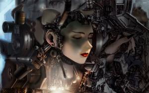 Cyberpunk, Futuristic, Woman, Closed Eyes wallpaper thumb