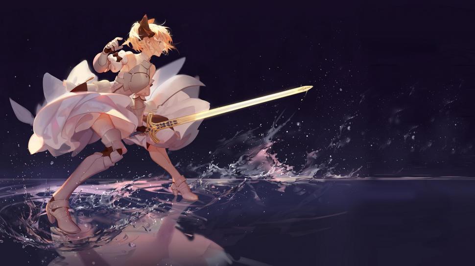 Anime Girls, Fate Series, Saber Lily, Sword, Warrior, Dress wallpaper,anime girls HD wallpaper,fate series HD wallpaper,saber lily HD wallpaper,sword HD wallpaper,warrior HD wallpaper,dress HD wallpaper,1920x1080 wallpaper