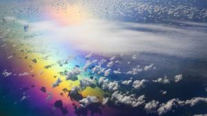 Rainbow Colorful Ocean Clouds Aerial HD wallpaper thumb