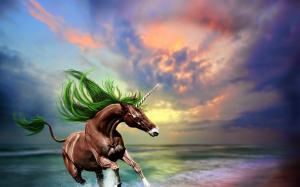 Unicorns, Horse, Fantasy, Beach, Sea wallpaper thumb