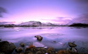 Winter Lake Ice Purple Landscape HD wallpaper thumb