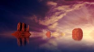 Unusual scenery, red rock mountains in the water wallpaper thumb