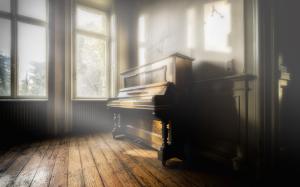 Piano, music, room, sun rays wallpaper thumb
