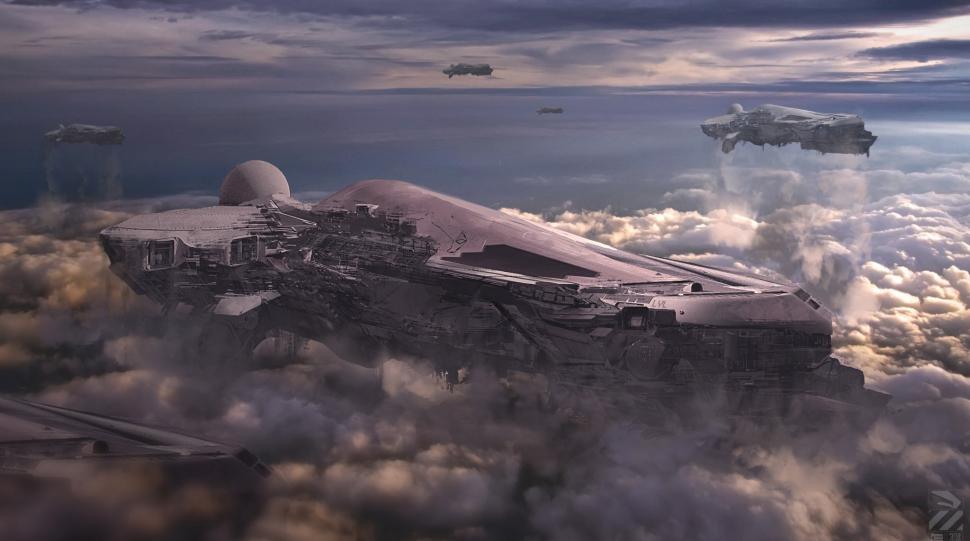 Science Fiction, Aircraft, Clouds, Sky wallpaper,science fiction HD wallpaper,aircraft HD wallpaper,clouds HD wallpaper,sky HD wallpaper,2048x1143 wallpaper