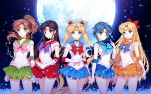 Five beautiful anime girls wallpaper thumb