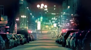 Streets of the city at night, crowded road vehicles, street lights wallpaper thumb