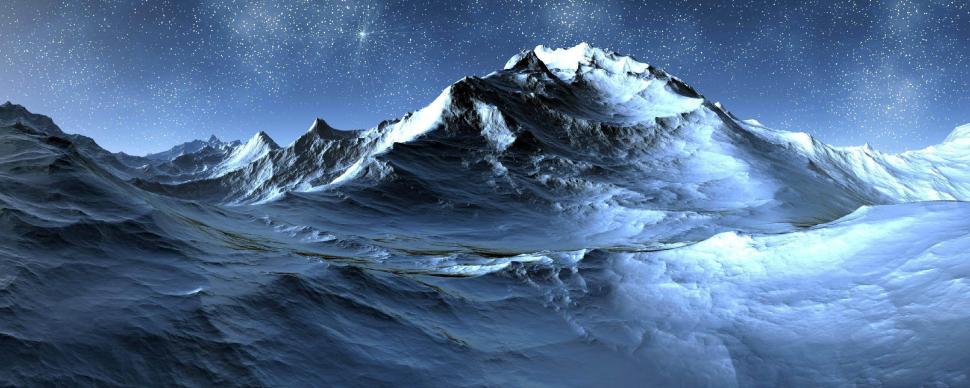 Mountains, night, stars, snow, art wallpaper,mountains wallpaper,night wallpaper,stars wallpaper,snow wallpaper,2560x1024 wallpaper