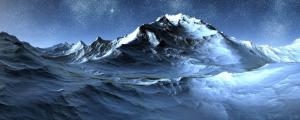 mountains, night, stars, snow, art wallpaper thumb