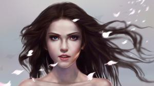 Art fantasy girl, petals flying wallpaper thumb