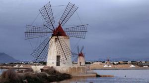 Salt Ponds Windmills In Trapani Sicily wallpaper thumb