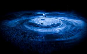 One water drop, circles, blue wallpaper thumb