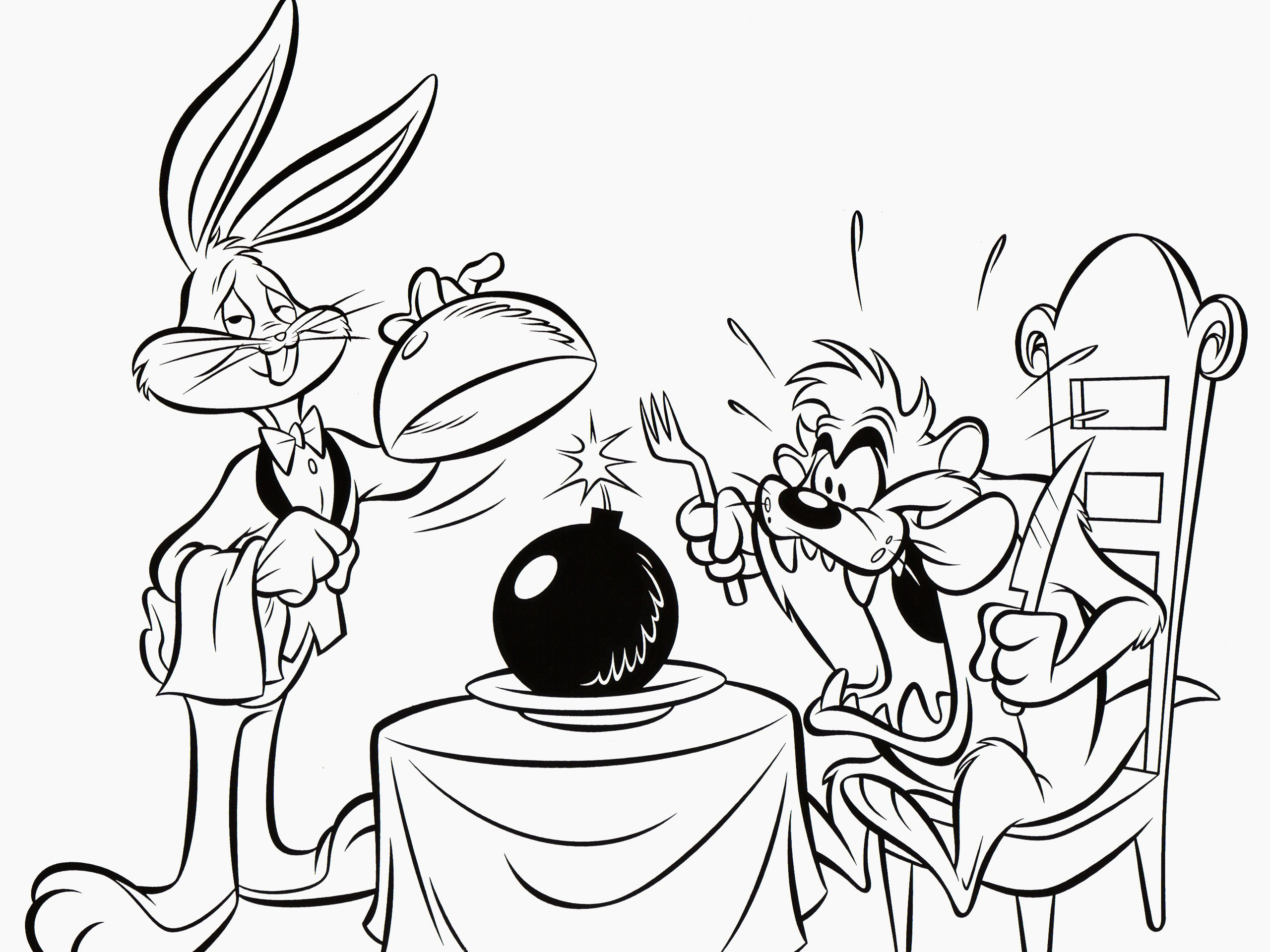 Bugs Bunny Bunny Tasmanian Devil Looney Tunes Bomb BW HD wallpaper | anime  | Wallpaper Better