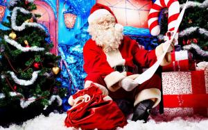 santa claus, look, door gifts, list, christmas, new year wallpaper thumb