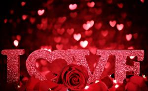valentines day, love, inscription, rose, petals, romance, hearts, glitter wallpaper thumb