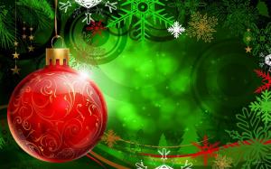 new year, christmas, ornament, sphere, red, green, snowflakes wallpaper thumb
