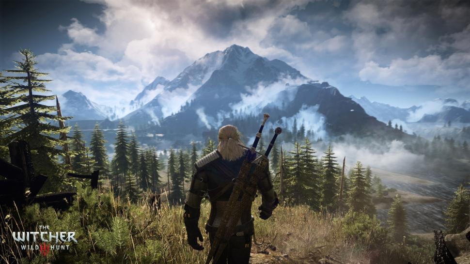 The Witcher 3, Character, Mountain, Trees wallpaper,the witcher 3 HD wallpaper,character HD wallpaper,mountain HD wallpaper,trees HD wallpaper,1920x1080 wallpaper