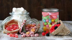 Sweet candy, marshmallow, jello, sugar, berries wallpaper thumb