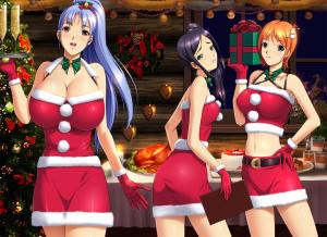 Girls Blue Hair Choker Christmas Cleavage Food Harii Original Santa Costume Skirt Photos wallpaper thumb