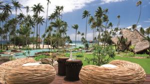Resort, sea, palm trees, pool, Laucala Island, Fiji wallpaper thumb