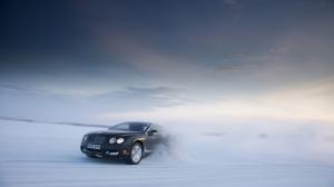 Bentley Continental Motion Blur Snow Winter Drift HD wallpaper thumb