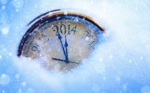 Snowy 2014 New Year clock wallpaper thumb