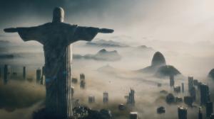 Rio de Janeiro Christ the Redeemer Future Civilization: Beyond Earth Fog Mist Buildings Skyscrapers HD wallpaper thumb