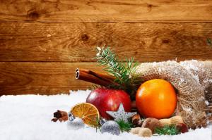holiday, snow, christmas, new year, orange, apple wallpaper thumb