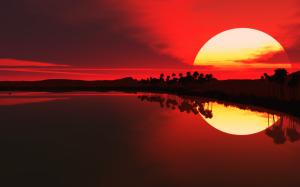 Sunset Ocean Tropical Red Landscape HD wallpaper thumb