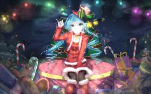 Anime Girls, Hatsune Miku, Vocaloid, Christmas, Gifts wallpaper thumb