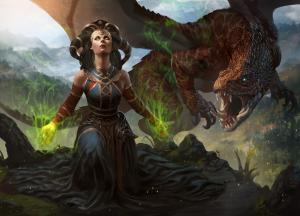 fantasy art, women, artwork, dragon wallpaper thumb