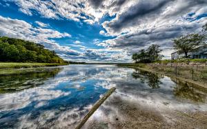 Lake Reflection Landscape Clouds HD wallpaper thumb