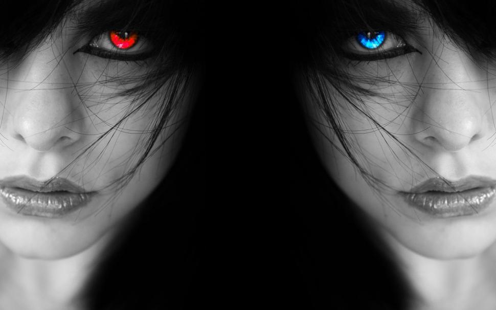 Red and Blue Eyes wallpaper,blue HD wallpaper,eyes HD wallpaper,3d & abstract HD wallpaper,1920x1200 wallpaper