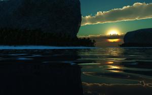 Sunset Ocean Sea Lake Reflection wide Mobile wallpaper thumb