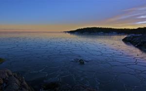 Ice Nature Landscapes Lakes Reflection Shore Winter Snow Sky Clouds Sunset Sunrise Best wallpaper thumb