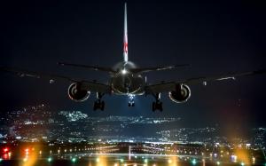 Airport, Airplane, Lights, Landing, Technology, Osaka, Japan, Cityscape, Night wallpaper thumb