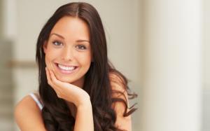 Woman, Brunette, Smiling, Face, Closeup, Dimples wallpaper thumb